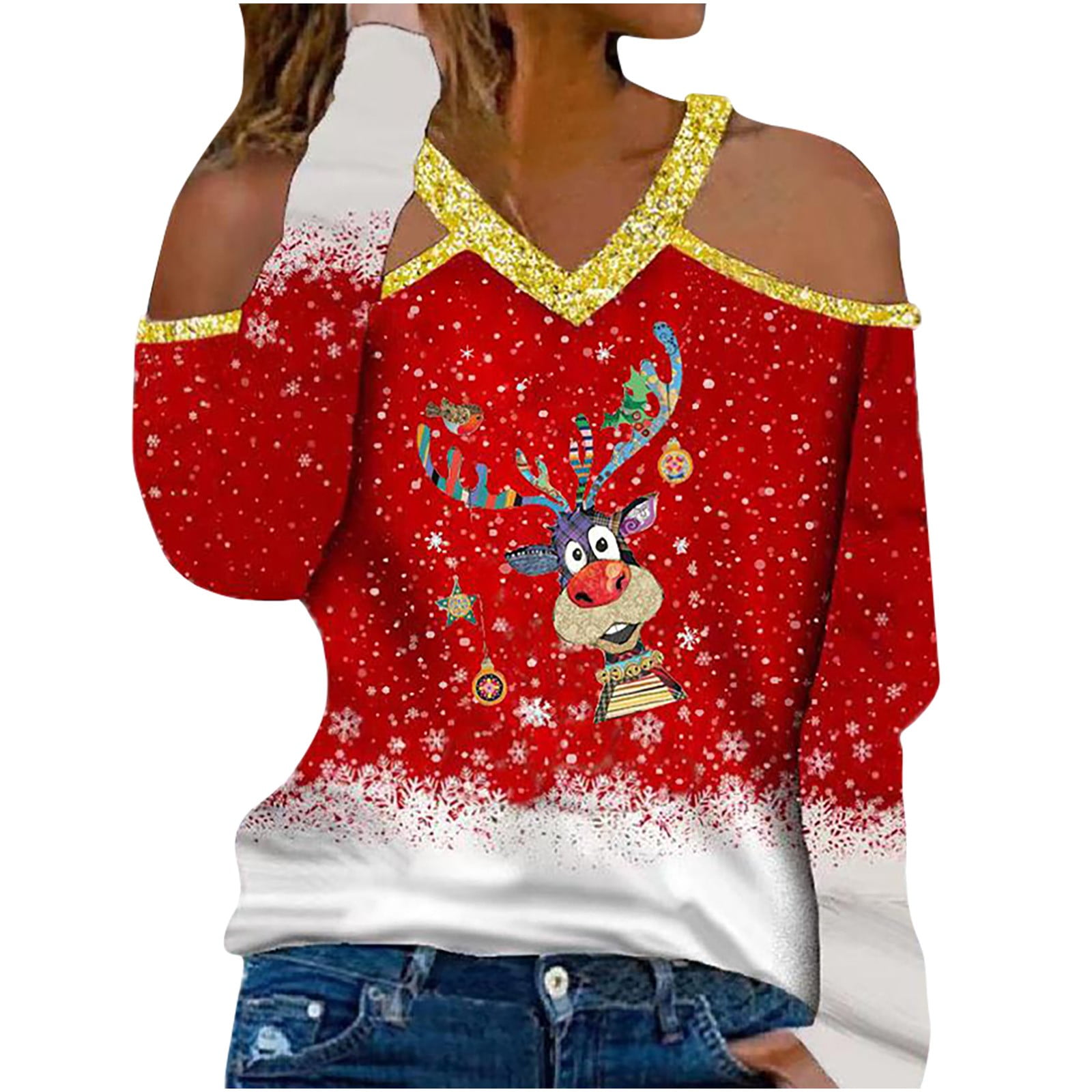 Flywake Womens Christmas Tops Women 