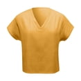 thumbnail image 4 of Outfmvch Womens Button Up Shirts Half Sleeve Casual Blouses Retro Embroidered 3/4 Sleeve Boho Tops Linen Tunic Tops for Women Short Sleeve Gauze Tops Yellow M, 4 of 5