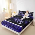 thumbnail image 4 of jejeloiu Football Game Gaming Twin Sheet Sets,Purple Black Helmet Bedding For Ball Lover 3-Piece, 4 of 7