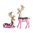 thumbnail image 3 of Colección de 2 esculturas de alce, adornos de mesa, figuras decorativas creativas Rosa dorado, 3 of 9