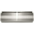 thumbnail image 3 of Titanium/Silver Two-Tone Titanium Ridged Edge Sterling Silver Inlay 8mm Brushed/Polished Band (Size 13.5) Made In China tb16-13.5, 3 of 5