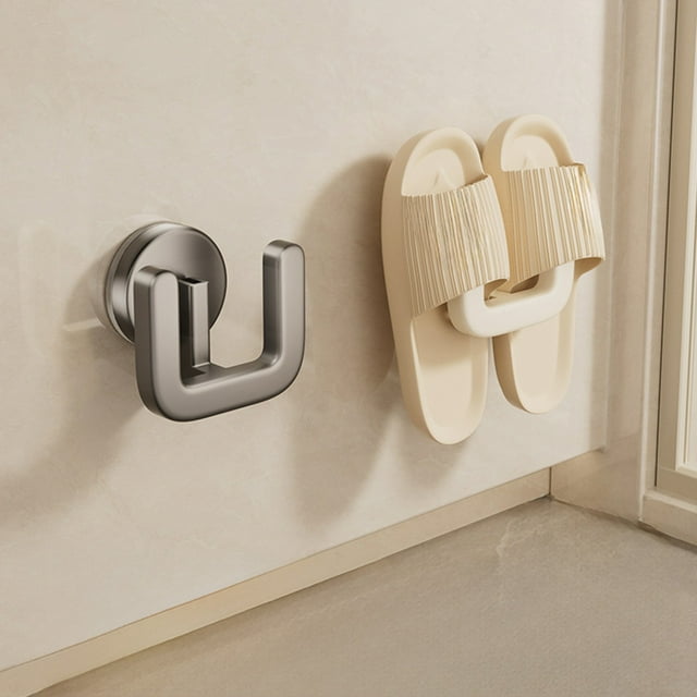 Plastic Storage Rack Gray Plastic Slipper Storage Rack Wall Mounted Suction Cup Holder for Bathroom Toilet(1-Piece) Rkxzt