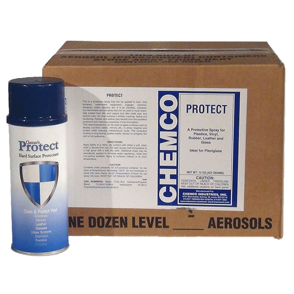 Glass Cleaner Protect by Chemco Industrial Strength Glass Cleaner / Plexiglass Cleaner 12