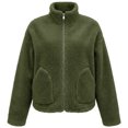 thumbnail image 6 of Enjoytime Fleece Jacket Women Stand Collar Long Sleeve Zip Up Fuzzy Outerwear Casual Soft Warm Fall Winter Coat with Pocket, 6 of 6