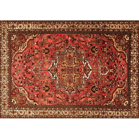 Ahgly Company Indoor Rectangle Medallion Orange Traditional Area Rugs, 3' x 5'