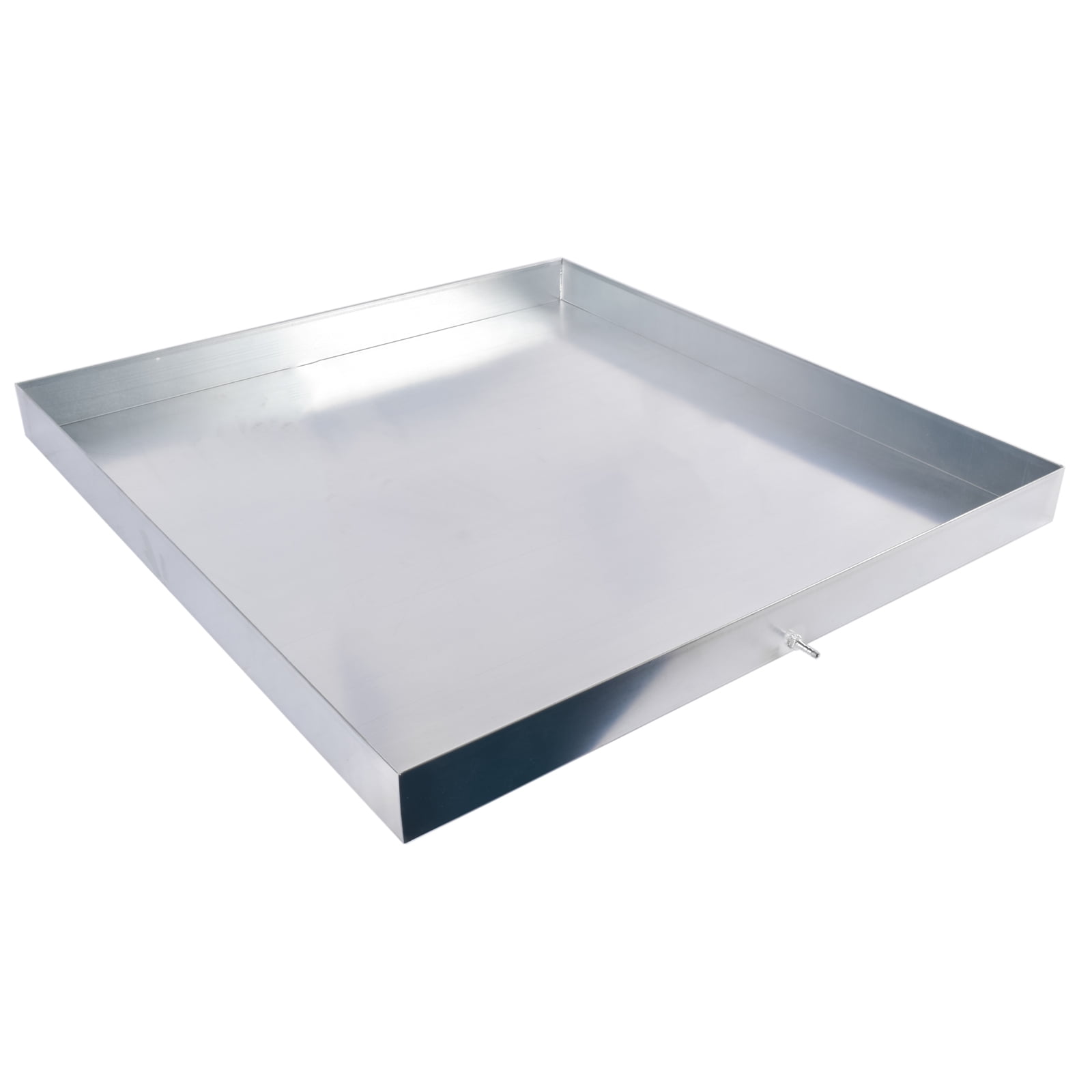 GELUOXI 32 x 30 x 2.5 Inch Washing Machine Pan Galvanized Steel Washing Machine Drain Pan Heavy Duty Compact Washer Drip Tray with Drain Hole & Hose Adapter