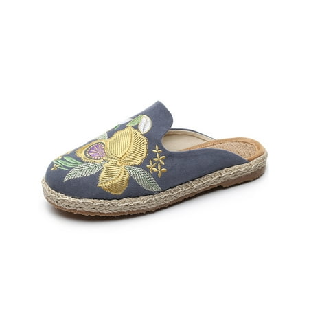 

Ritualay Women s Comfort Floral Embroider Mules Lightweight Durable Closed Toed Casual Shoes Daily Wear Resistant Round Toe Loafers