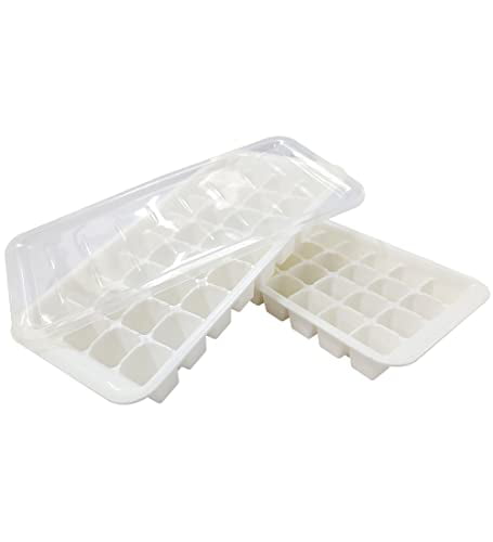 Easy Release Plastic White Ice Cube Tray 2 Pack 