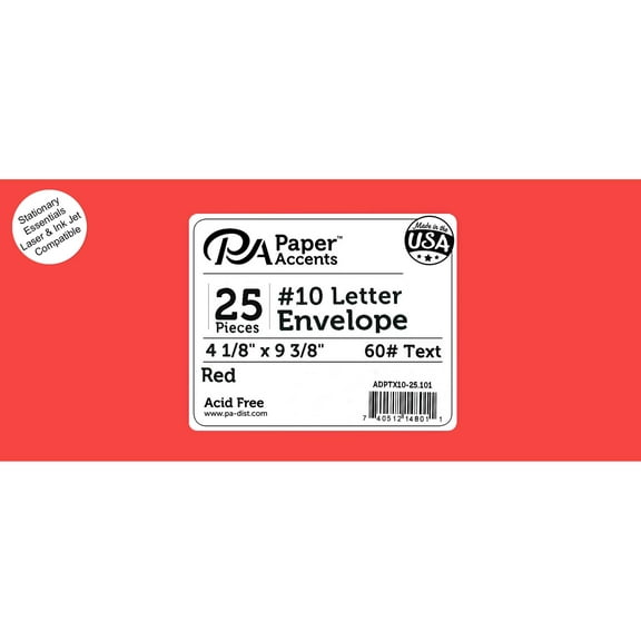 Envelope #10 Letter 25pc Red