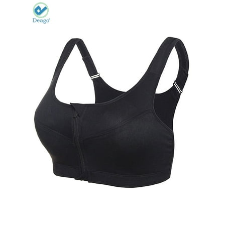 Deago Women's Seamless Comfortable Sports Bra with Removable Pads Zipper Workout Fitness