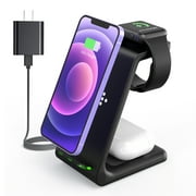 Wireless Charger Stand, JOYGEEK 3 in 1 Fast Wireless Charging Station Dock for iPhone 13/13 Pro/13 Pro Max/12, Airpods Pro/2, Apple Watch Series 6/SE/5/4/3/2 (with QC3.0 Adapter)-Black