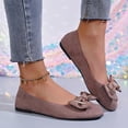 thumbnail image 4 of BRGZLK Women's Flat Shoes Solid Color Versatile Round Toe Bowknot Suede Casual Comfortable Slip On Shoes Lightweight Breathable Walking Flats for Daily Wear Coffee 7.5, 4 of 9