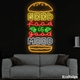 thumbnail image 3 of Craftnamesign Good Food Good Mood Neon Sign, Burger Fast Food Shop Decor, 3 of 4
