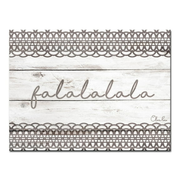 White and Gray Christmas Falala Wrapped Rectangular Wall Art Decor 16" x 20"