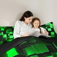 thumbnail image 5 of Erosebridal Green Grid Comforter Sets Queen Size,Modern Geometrical Comforters & Duvets,Neon Stereoscopic Plaid Bedding Queen Comforter Set For Teens,Ultra Soft Room Decoration Reversible,3-Piece, 5 of 8