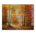 thumbnail image 3 of Designart 'Sunrise Glow Through The Autumn Trees' Lake House Print on Natural Pine Wood, 3 of 5