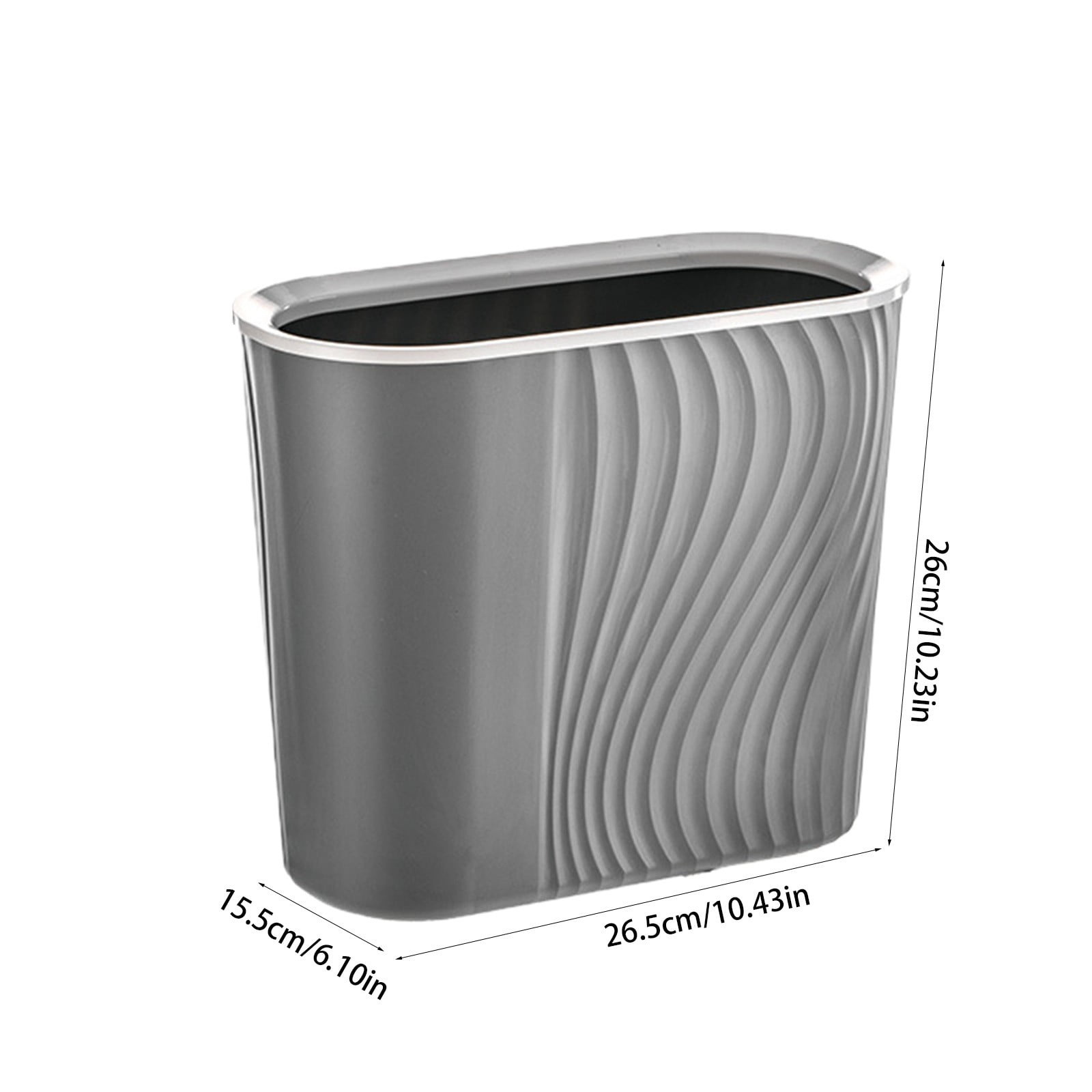 Cagogo Wastebasket, Plastic Trash Can, Striped Seamless Design for Home Kitchen Bathroom, Blue Gray White Small Garbage Bin for Office Garage Dorm