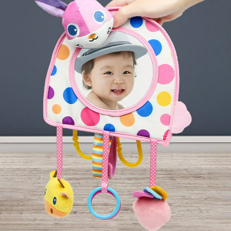 Baby Seat Mirror Attract Kids Simple Installation Plush Assorted Cartoon  Baby Back Rear Mirror Toy for Vehicle 