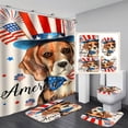 thumbnail image 3 of Independence Day Decorative Shower Curtain Bathroom Four-Piece Shower Curtain Decoration Set Digital Printing Bathroom Four-Piece Set Waterproof Shower Curtain Non-slip Mat Animal Series #NO.5, 3 of 5