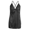 thumbnail image 3 of de mujer Lencería erótica camisón seda ropa de dormir conjunto de espalda en T - XL negro, 3 of 8
