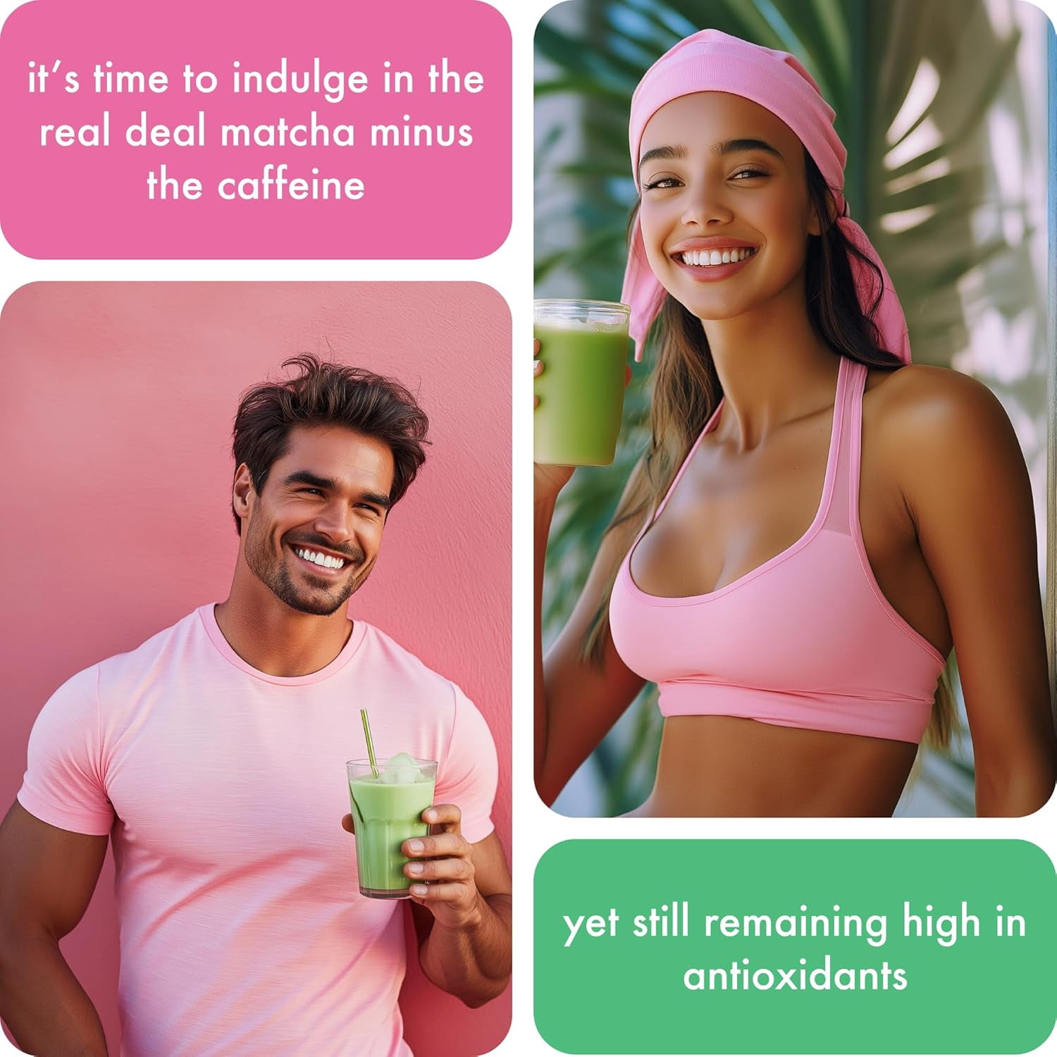Caff Off Decaf Strawberry Matcha Green Tea Powder From Japan – 1.06 oz / 30 g – Ceremonial Grade & Sugar-Free – No Fillers or Milk Powders – Naturally Decaffeinated Without Chemicals