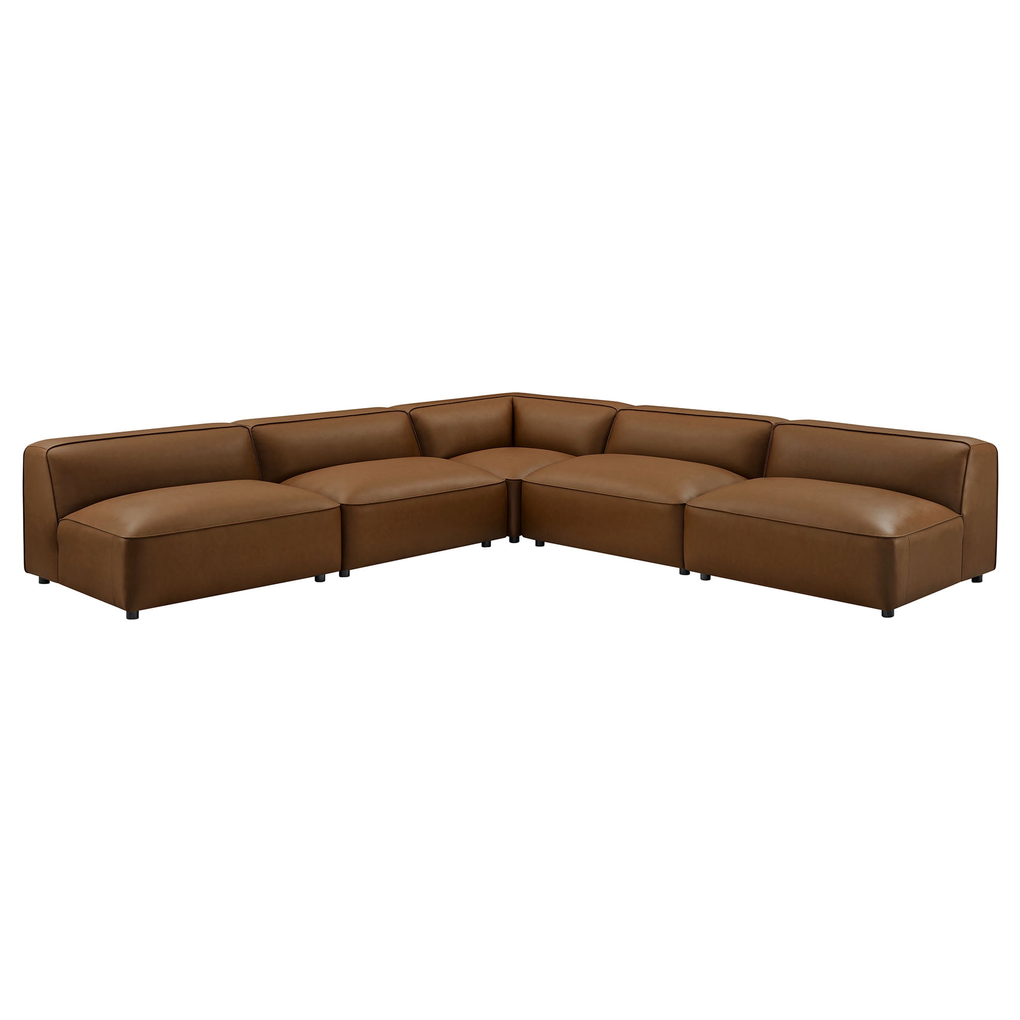 Modway Auren 5-Piece Leather Upholstered Sofa in Coffee