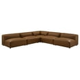 thumbnail image 6 of Modway Auren 5-Piece Upholstered Armless L-Shaped Vegan Leather Modular Sofa in Coffee, 6 of 7