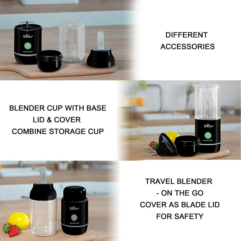 Bear Portable Blender with 11.84oz BPA Free Tritan Bottle Black