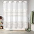 thumbnail image 6 of No Hook Shower Curtain, Beige White Boho Shower Curtains for Bathroom with See Through Top Window, Vintage Ethnic Tribe Abstract Art Waterproof & Washable Bath Curtain Long 72"x78", 6 of 9