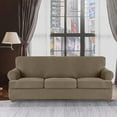 thumbnail image 1 of Stretch T-shaped cushion sofa cover with 3 separate T-shaped cushion covers (sofa, khaki), 1 of 6