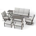 thumbnail image 2 of 7 Piece Aluminum Patio Furniture Set, 3-Seat Outdoor Sofa with Ottoman and Swivel Armchair, Outdoor Sectional Sofa with Side Table and Coffee Table, Garden Conversation Set, 2 of 7