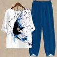 thumbnail image 1 of Puntoco-Conjunto de traje de dos piezas para mujer, top corto con cuello redondo y pantalones informales, estampado de verano, liquidación Puntoco Puntoco-3159, 1 of 4