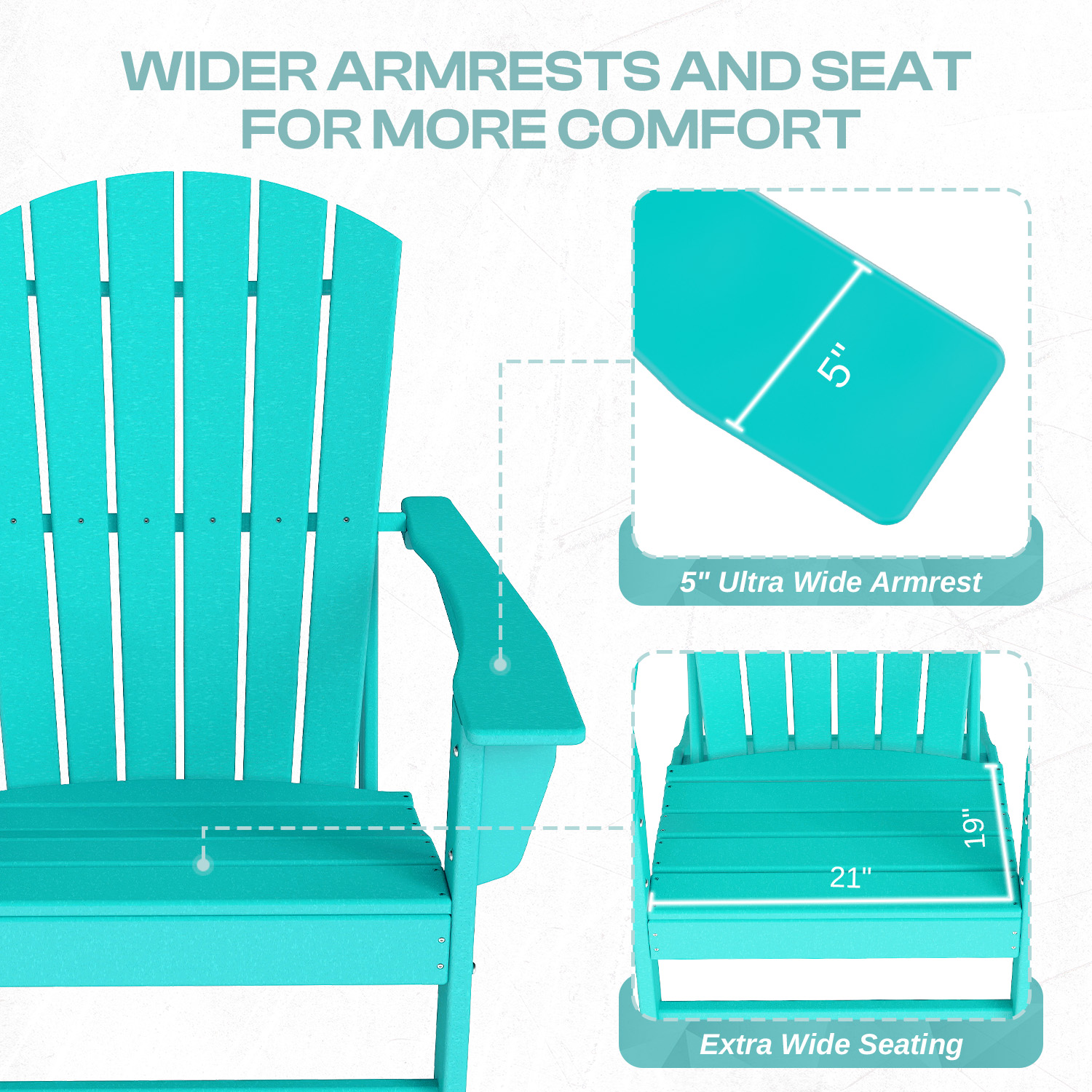 FURRYFECTION Outdoor Adirondack Chair,HDPE All-Weather Adirondack Chair, Plastic Outdoor Patio Lawn Chairs for Patio Garden Backyard Deck,Aqua