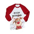 thumbnail image 4 of Moda mujer Navidad cuello redondo manga larga Patchwork impresión camiseta Casual blusa Tops Pompotops gfhjh4523, 4 of 6