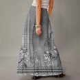 thumbnail image 5 of WTOBBY Women's Floral Print Flowy Maxi Skirt Bohemian Style Casual Summer Beach Long Skirt Elastic Waist Lightweight Tiered Pleated Skirt with Side Pockets,Dark Gray S, 5 of 5