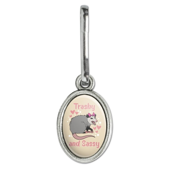 Trashy and Sassy Opossum Funny Antiqued Oval Charm Clothes Purse Suitcase Backpack Zipper Pull Aid