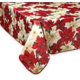 thumbnail image 2 of European Holiday Christmas Poinsettia Floral Design Printed Tablecloth - Beige - 60" by 102" Oblong / Rectangle, 2 of 2