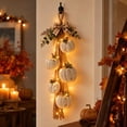 thumbnail image 4 of Rustic Wooden Pumpkin Door Hanging with Warm LED Lights, Rustic White Pumpkin Hanging Swag, Fall Decor Gift, Glowing Wreath, Farmhouse Porch Front Door Decoration Home(E), 4 of 8
