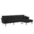 thumbnail image 7 of Convertible Sectional Sofa Bed,Modern Upholstered L Shaped Sofa Couch with Movable Ottoman,Velvet Futon Sleeper Sofa with Nailhead Trim and Solid Wood Legs for Living Room Apartment Office,Black, 7 of 7