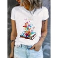 thumbnail image 1 of Graphic Print T-shirt, Short Sleeve Crew Neck Casual Top For Summer & Spring, Women's Clothing Tee For Adult, Men, Women, Teen, Teenager, Adolescent, Youth, 1 of 6