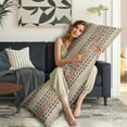 thumbnail image 5 of Natural Tribal Body Pillow Cover 20x54 - Bohemian Long Pillow Case with Zipper - Floral & Rustic Home Decor - Breathable Maternity Pillowcase, 5 of 6