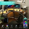 thumbnail image 2 of L Shaped Desk with Power Outlets & LED Lights, 62" Computer Desk with Full Monitor Stand & Storage Shelves, Corner Desk Gaming Desk, Ergonomic Home Office Desk, 2 of 7