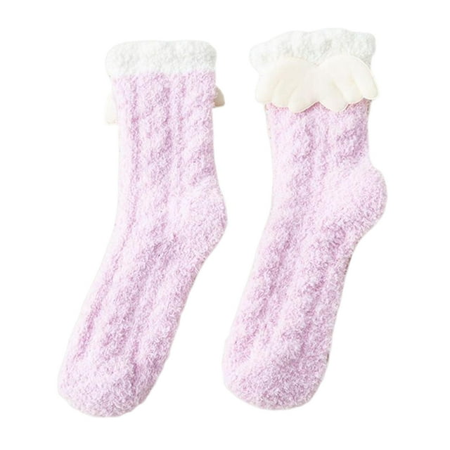 Calcetín cálido de felpa supersuave para mujer, calcetines cálidos de invierno para dormir en casa, calcetín acogedor borroso , púrpura BLESIY Calcetines cálidos de invierno para mujer