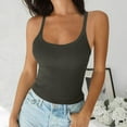 thumbnail image 2 of Wyobmus Tank Tops for Women Sleeveless Fitted Tank Shirts Spaghetti Straps form Fitting Scoop Neck Ribbed Knit Basic Cami Shirts Xs-2X Dark Gray, 2 of 6
