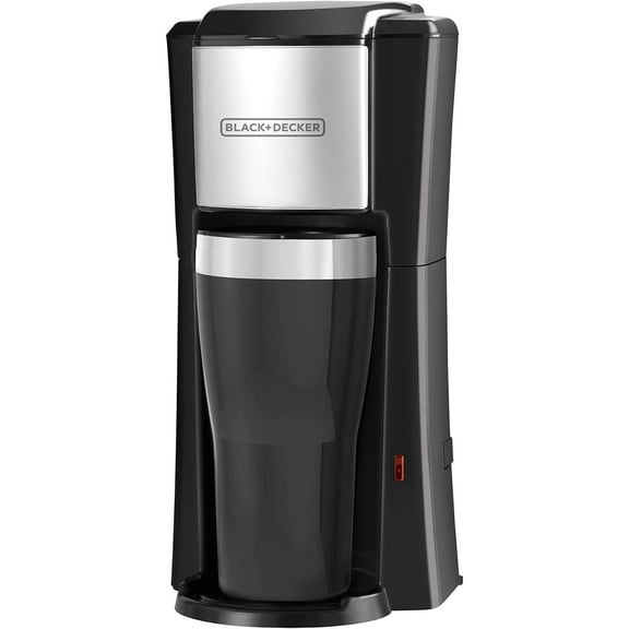 Black Decker - Single-Serve Coffee Maker for Ground Coffee or Pods, Includes Insulated Cup, Black