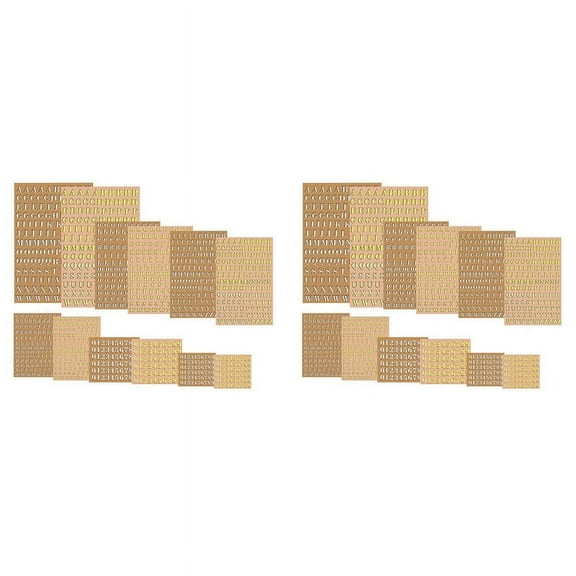 24 Sheets Letter Resin Stickers, Small Alphabet Number Stickers, Alloy, Self Adhesive, Gold and Silver, 3mm/4.5mm Tall