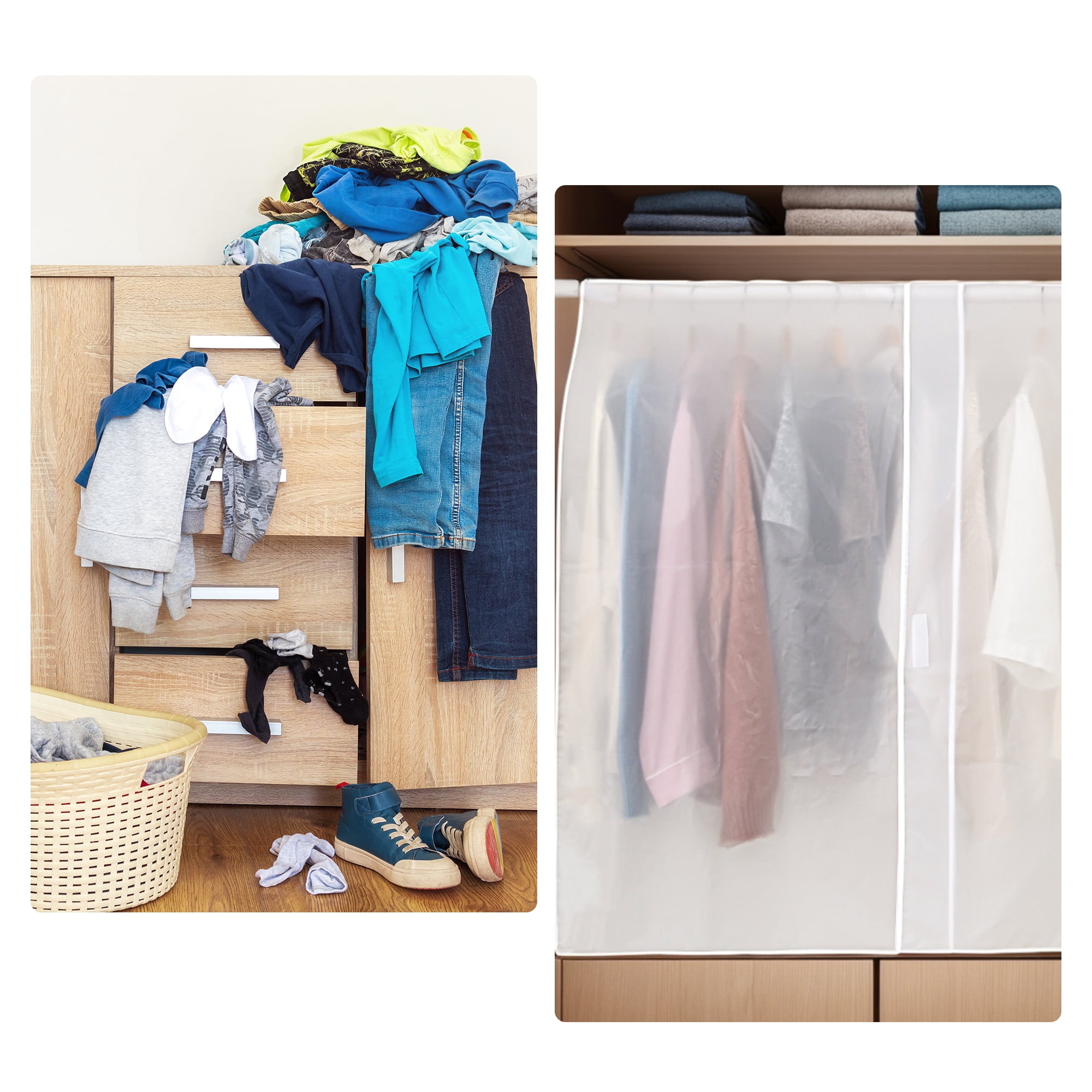 Unique Bargains Garment Bags with Magic Tapes, Dust-proof Clothes Cover 43.3"x43.3"