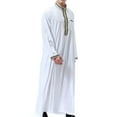 thumbnail image 6 of KIHOUT Men's and Big Men's Long Sleeve Shirt Standing Neck Pocket Long Shirt Muslim Robe Arab Middle Robe Long Style Embroidered, 6 of 9