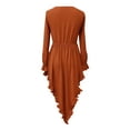 thumbnail image 2 of Womens Vintage Western Dresses, Long Sleeve V-Neck a Line Flowy Asymmetrical High Low Ruffled Dress Long Dresses for Lady Formal Orange S, 2 of 5