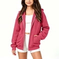 thumbnail image 5 of Tbopshirt Girls Hoodies Zip Up Long Sleeve Casual Hooded Jacket with Front Pocket for School Fall Outdoor Wear Jackets Tops Age: 5-15 Years, 5 of 8